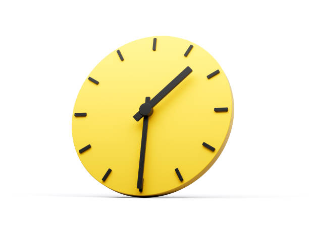 istock 3d Simple Yellow Round Wall Clock 1:30 One Thirty Half Past 1 On White Background 3d illustration 1619204512