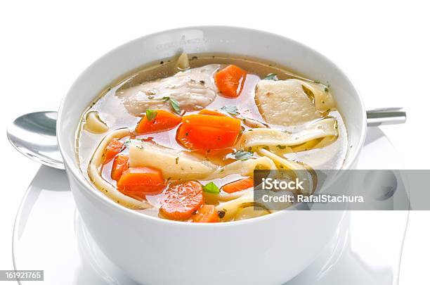 Chicken Soup Stock Photo - Download Image Now - Chicken Soup, White Background, Bowl