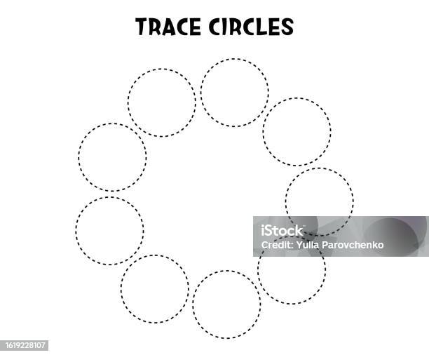 Traceable Circle Pattern Trace Circle Basic Geometric Shapes Educational Game Worksheet For Kids ...