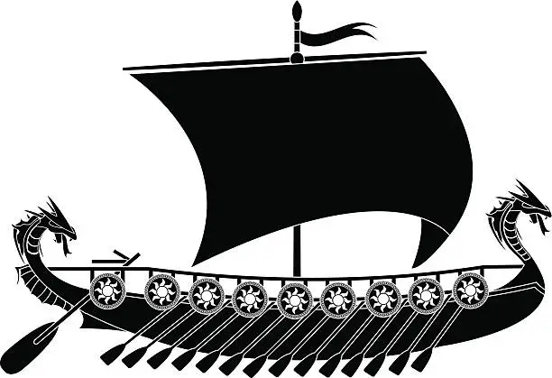 Vector illustration of Viking drakkar