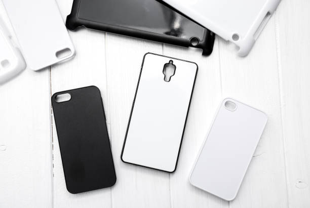istock Different black and white cellphone cases, topshot 1619259404