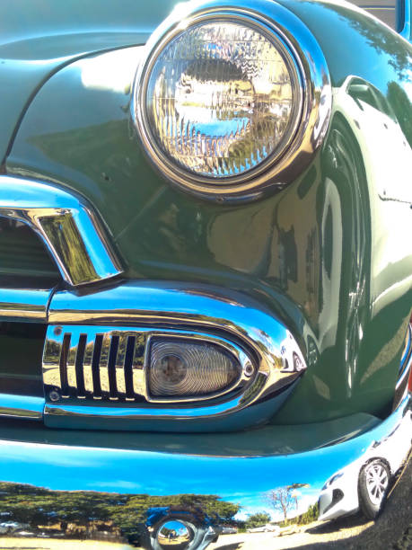 detail of the front part of a vintage car