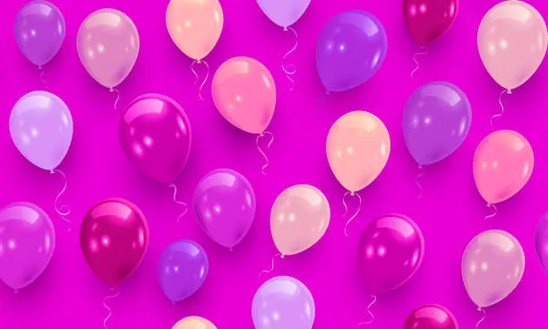 Vector illustration of Seamless pink balloons background