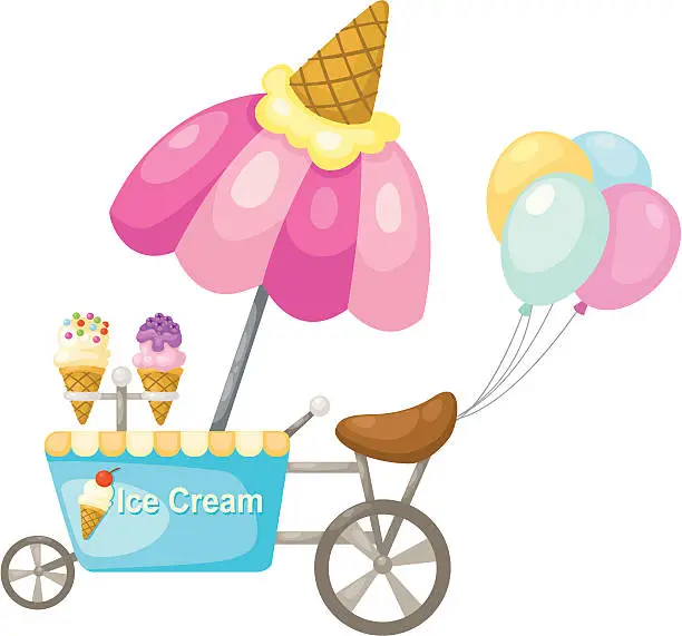 Vector illustration of cart stall and a ice cream