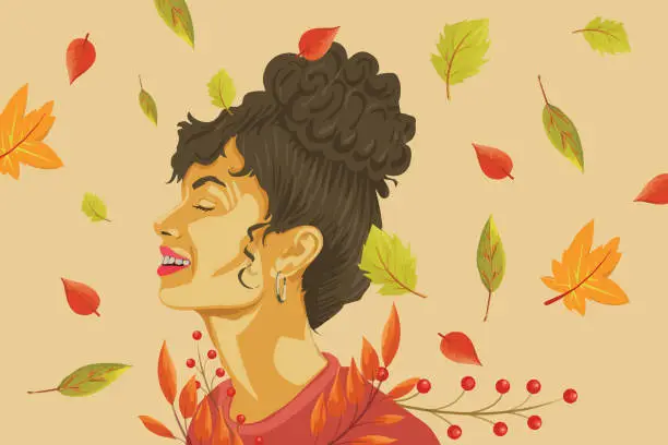 Vector illustration of Autumn is my happy season