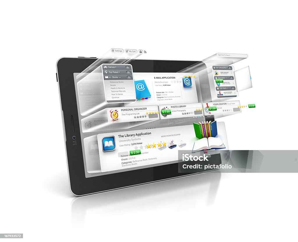 Software e programação do edifício de tablet - Foto de stock de Página da Web royalty-free