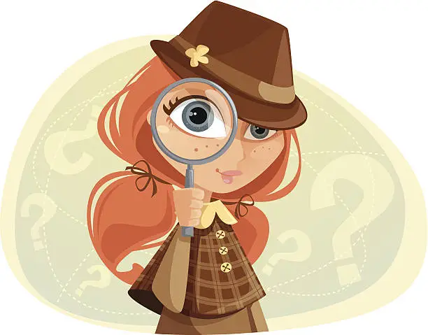 Vector illustration of Detective Girl