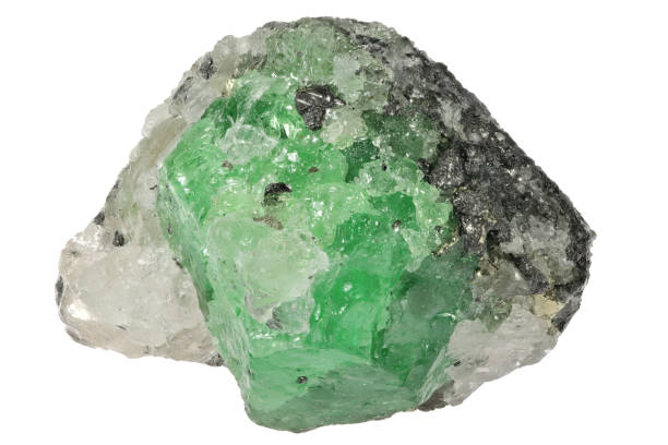 istock tsavorite garnet on quartz and graphite matrix from Merelani Hills, Tanzania 1619377583
