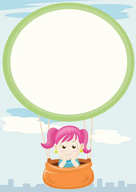 Vector illustration of girl in balloon