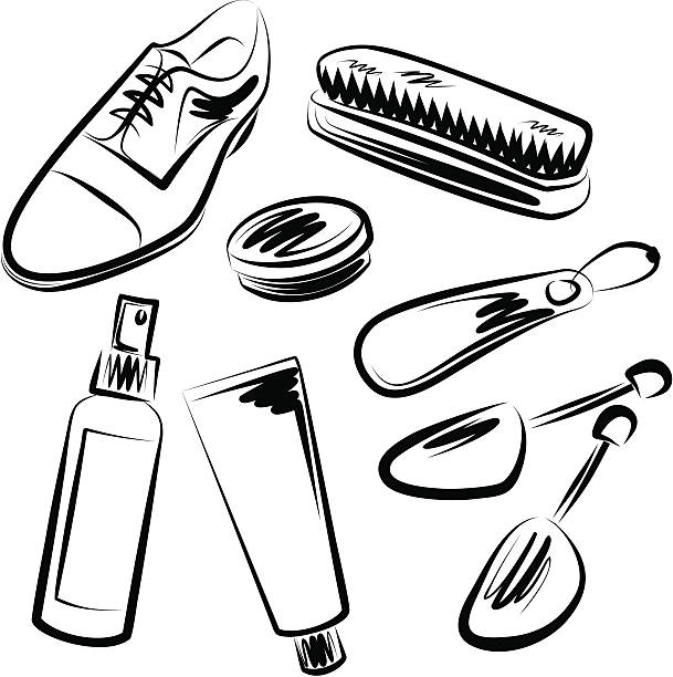 shoe polish set vector art illustration