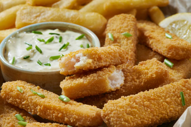 Crispy Fish Sticks and Steak Cut Fries and Tarter Sauce
