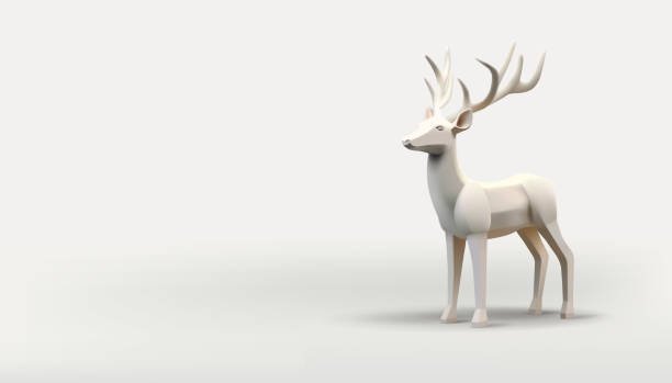 istock Polygonal 3d render illustration of reindeer or Stag Christmas animal, white realistic stylised festive animal 1619396190