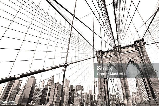 Brooklyn Bridge New York City Usa Stock Photo - Download Image Now - Brooklyn Bridge, Brooklyn - New York, Black And White