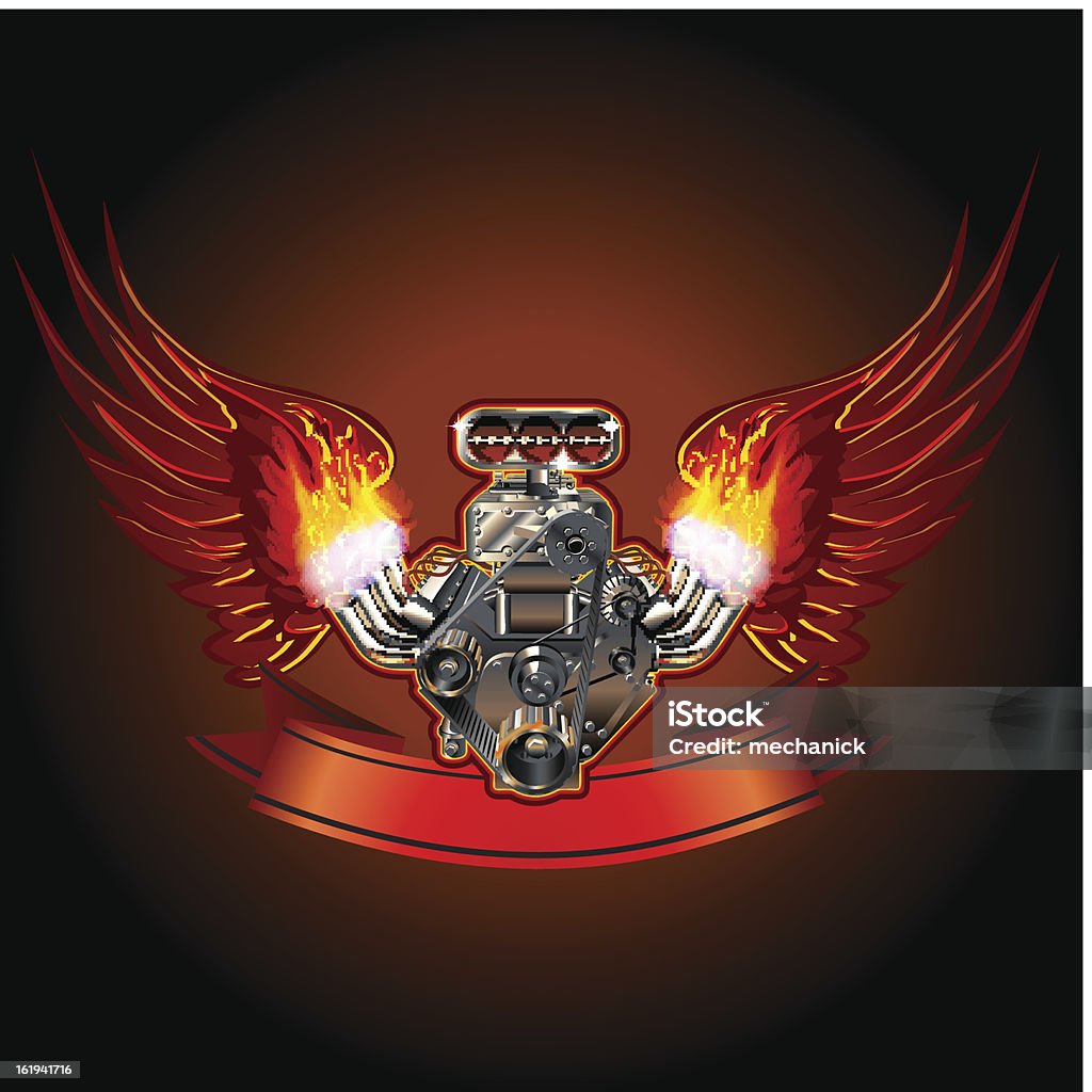 Turbo Engine with Wings Turbo Engine with Wings. Available EPS-10 vector format separated by groups and layers, flame with transparency effects Animal Wing stock vector