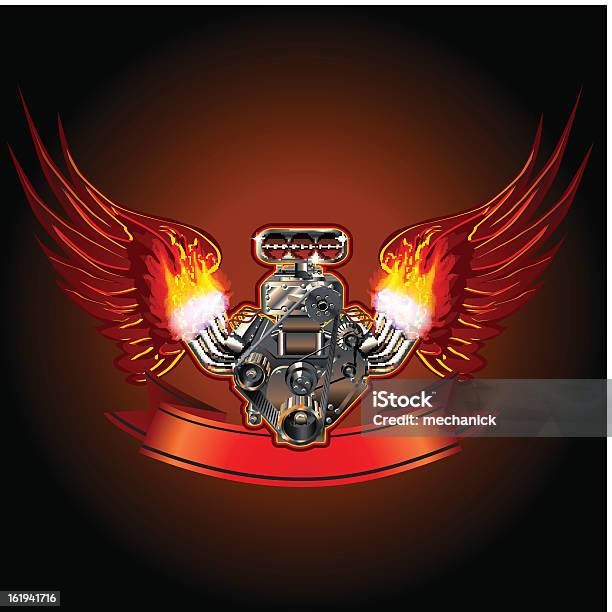 Turbo Engine With Wings Stock Illustration - Download Image Now - Animal Wing, Engine, Flame