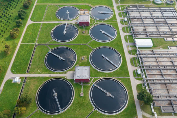istock Sewage treatment plant from above 1619428348
