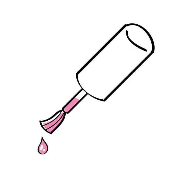 Vector illustration of Pink nail polish brush