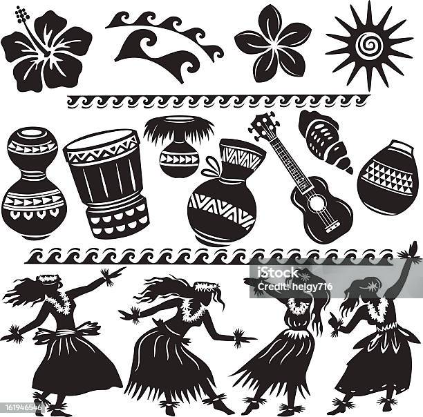 Ensemble Dinstruments De Musique Et De Danse Hawaïenne Vecteurs libres de droits et plus d'images vectorielles de Culture hawaïenne