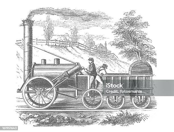 George Stephensons Rocket Engraving 1878 19th Century Railroad Stock Illustration - Download Image Now