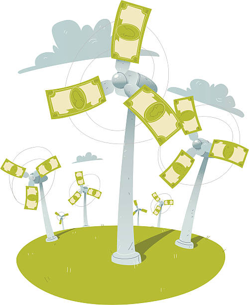 ilustraciones, imágenes clip art, dibujos animados e iconos de stock de ahorro de energía - wind turbine motion alternative energy wind power