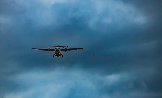 Passenger airplane ready for landing at Copenhagen airport