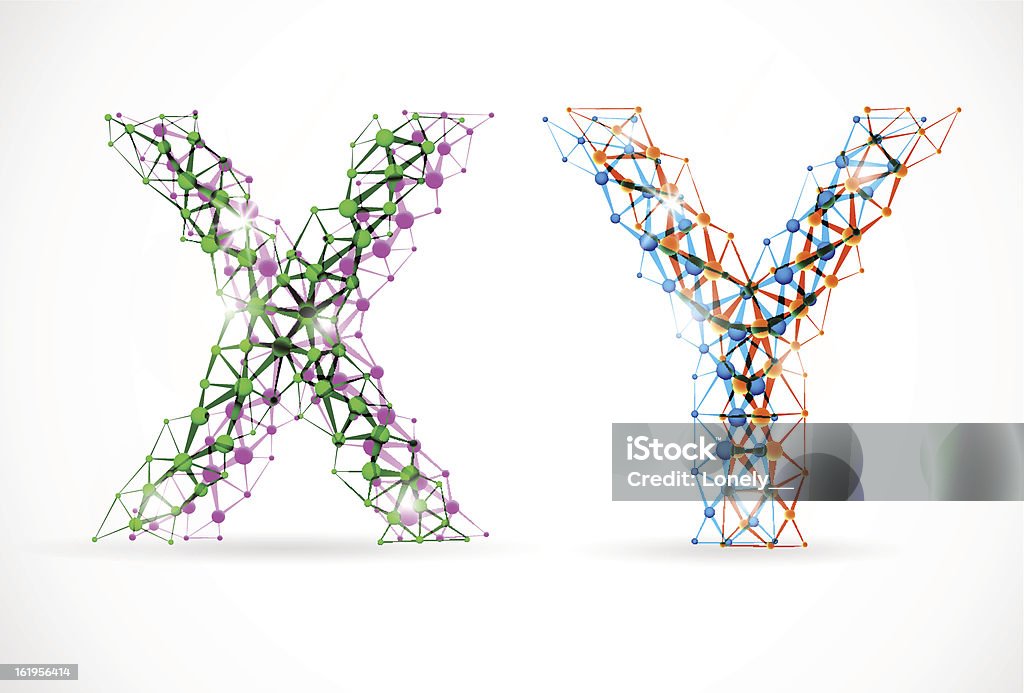 X and Y chromosomes An abstract image of x and y chromosomes. Illustration contains transparency and blending effects, eps 10 Letter X stock vector