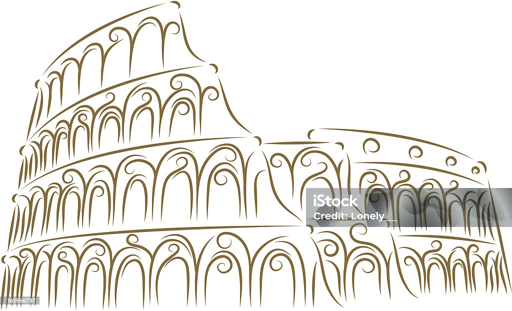 Coliseum Sketch of the Coliseum golden brush Amphitheater stock vector