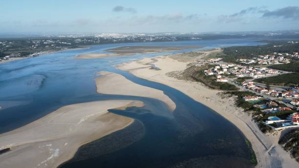 istock Drone shot of Foz do Arelho beach 1619574346