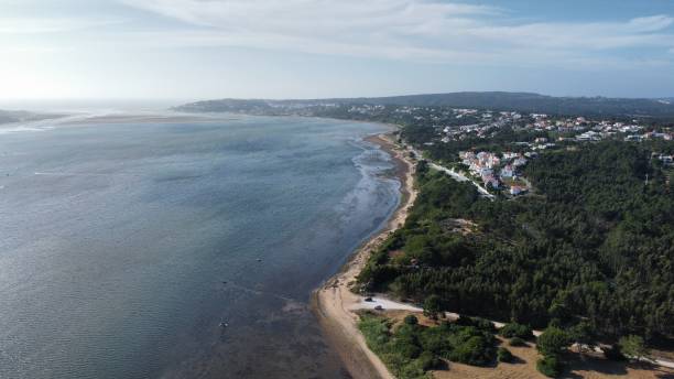 istock Drone shot of Foz do Arelho beach 1619574860