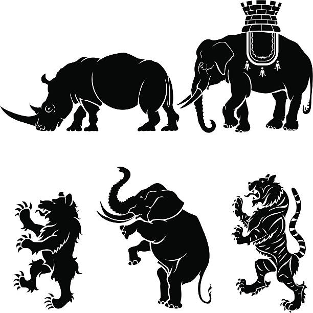 커요 포유류 heraldry 설정 - animal tongue stock illustrations