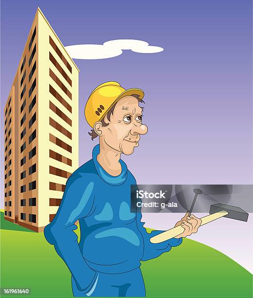 Cheerful Builder Stock Illustration - Download Image Now - Adult, Adults Only, Blue-collar Worker