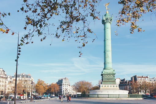 bastille square in Paris during summer -  autumn time