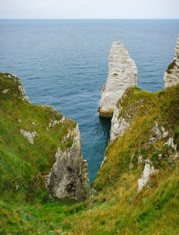 Beach and rock formation in Etretat, France, Normandy, panorama