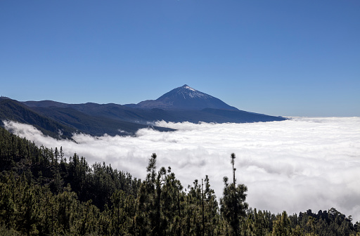el teide volano in tenerife viewed above the clouds