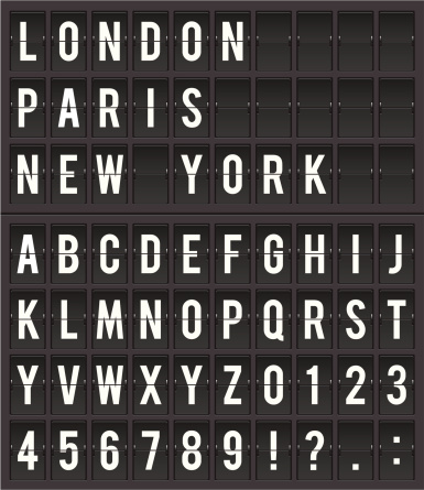 Flight destination information display board vector illustration