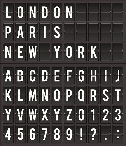 Split Flap Destination Display Illustration Flight destination information display board vector illustration london fashion stock illustrations