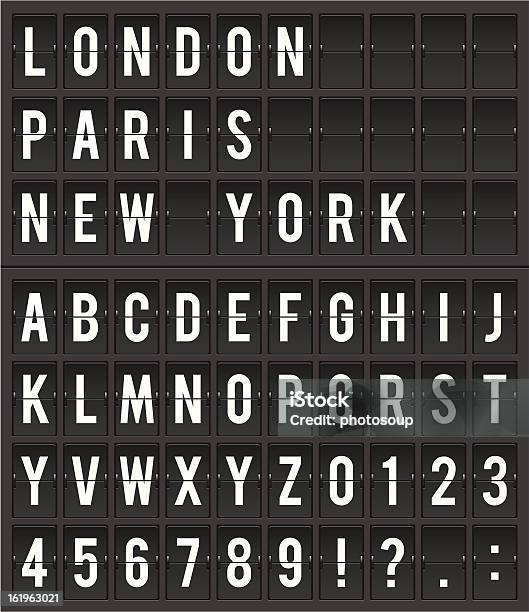 Split Flap Destination Display Illustration Stock Illustration - Download Image Now - Airport, Arrival Departure Board, Sign