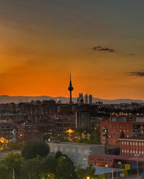 istock Madrid financial area at sunset and rtve tower. 1619639596