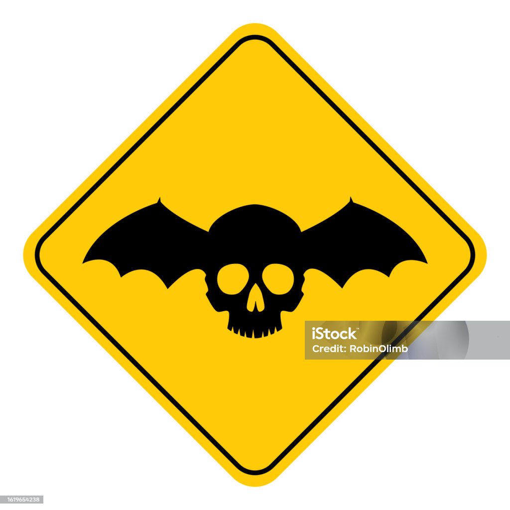 Winged Sign Winged Skull Road Sign Stock Illustration - Download Image Now - Animal ...