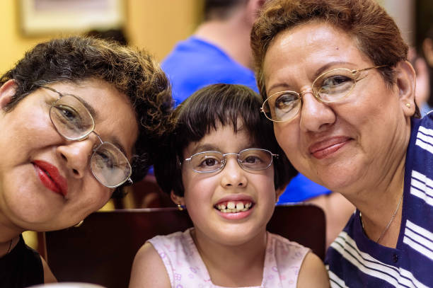 Girl with her family stock photo