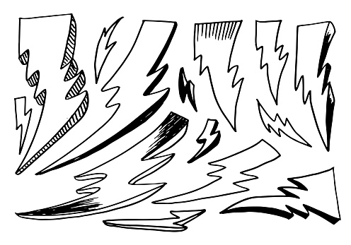 istock set of hand drawn vector doodle electric lightning bolt symbol sketch illustrations. thunder symbol doodle icon. 1619755042
