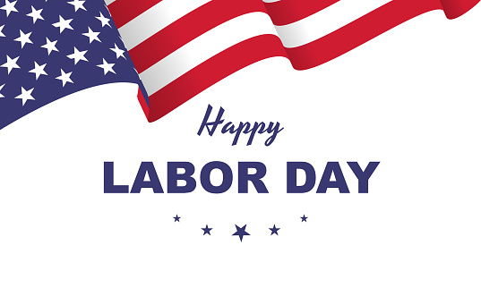 Happy Labor day vector illustration, Beautiful USA flag on dark blue background.