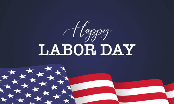 istock Happy Labor day vector illustration, Beautiful USA flag on dark blue background. 1619808178