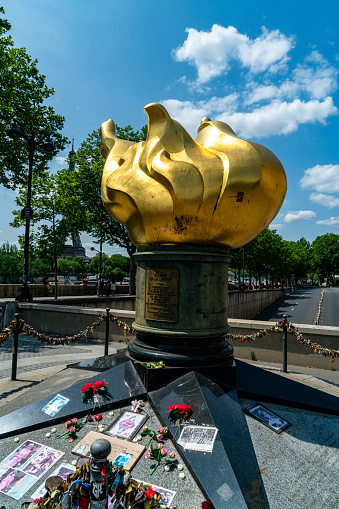 Close up view of the Princess Diana memorial in Paris, France