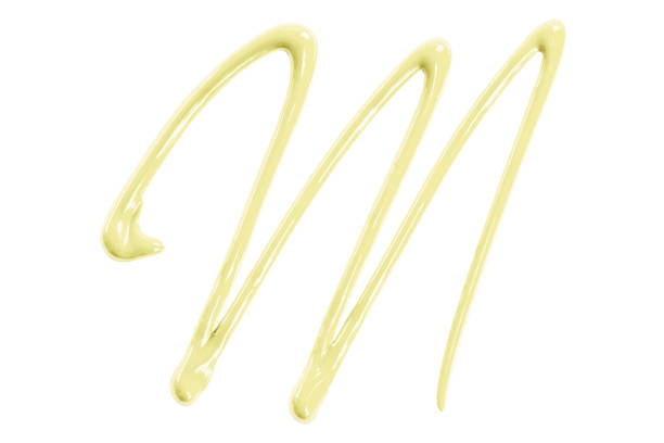istock Light yellow watercolor drops zigzag isolated on white background. 1619976955