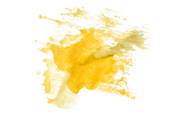 istock yellow watercolor background. Artistic hand paint. isolated on white background 1619987990