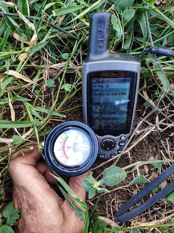 Observation of soil pH using a pH meter at each coordinate point