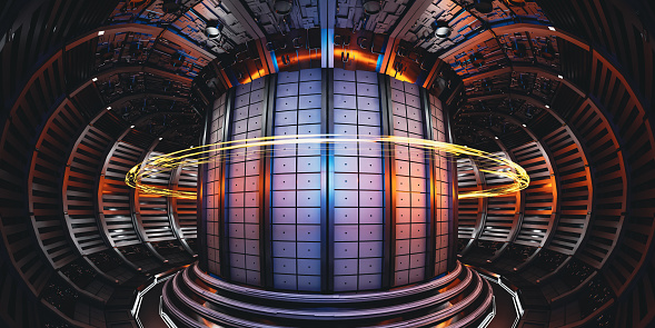 nuclear fusion reactor tokamak concept background, 3d rendering
