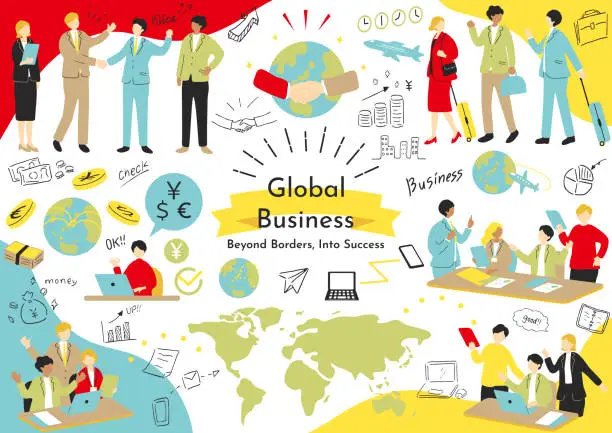 Vector illustration of Global Business Illustration Material Collection