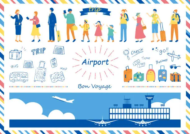 Vector illustration of Airport Illustration Material Collection